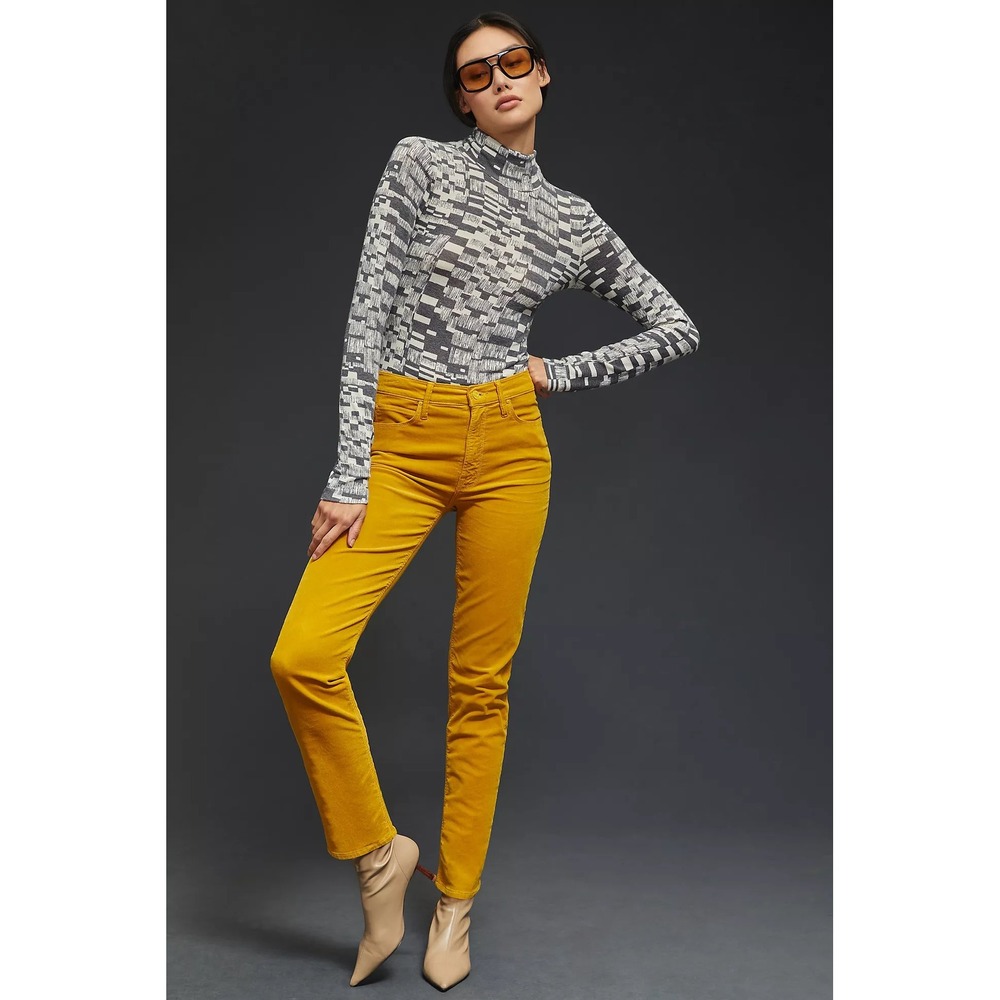 Mother The Dazzler Ankle Pants Honey Yellow Corduroy Mid Rise Skinny 31